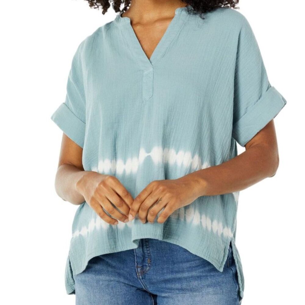 Madewell Tie-Dye Lightspun Lakeline Popover Shirt Blue Horizon XS Women's 00-0
